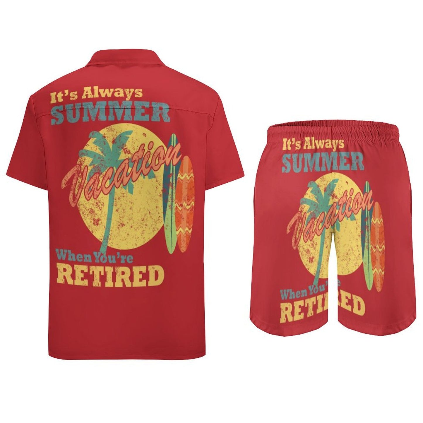 Men's suit with shirt and shorts