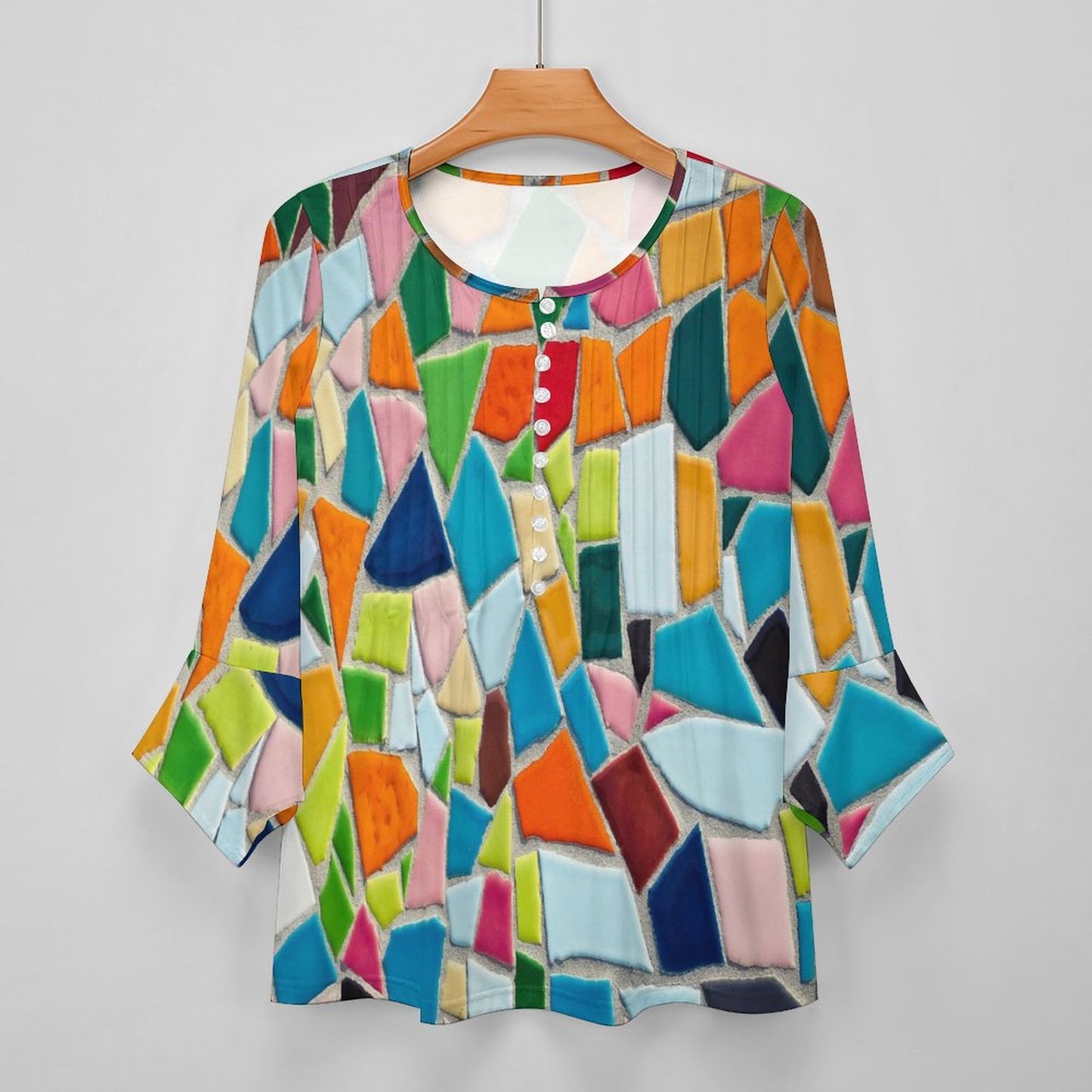 Maglia con maniche a petalo arricciate