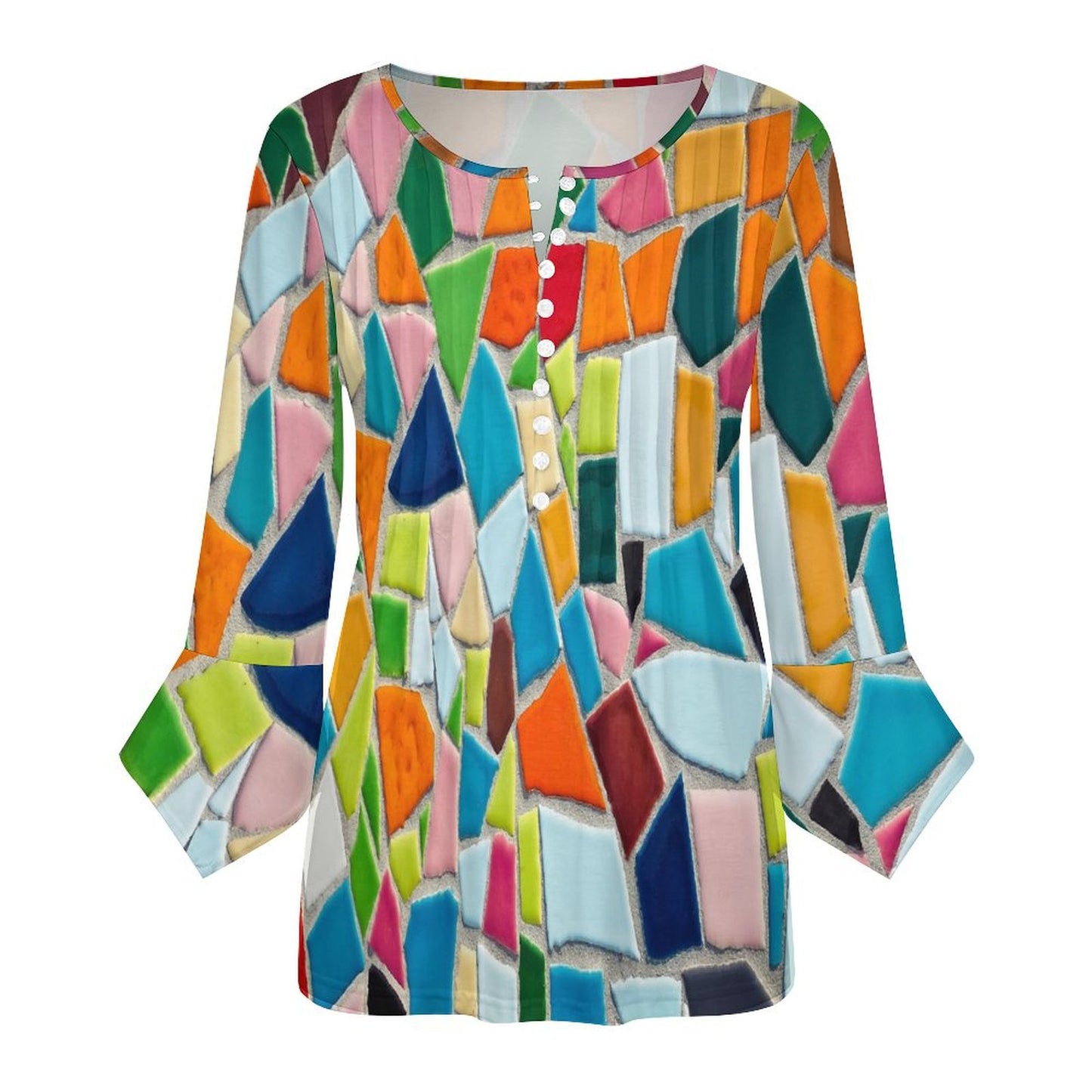 Maglia con maniche a petalo arricciate